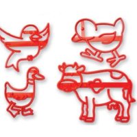 Крава Пиле пате домашни животни пластмасова форма форми сет щампа печат печати резец резци фондан, снимка 1 - Форми - 42271307