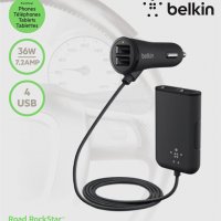 Belkin зарядно с 4 USB порта за леки автомобили, ново, немско, внос от Германия., снимка 2 - Аксесоари и консумативи - 31430156
