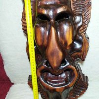 Стара маска дърворезба от миналия век-перфектна, от масивно дърво, снимка 6 - Антикварни и старинни предмети - 29225745
