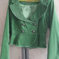 Дамско, зелено сако, плюш, размер S, снимка 2 - Сака - 40618787