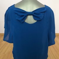 Синя блуза с панделка, снимка 5 - Корсети, бюстиета, топове - 33730914