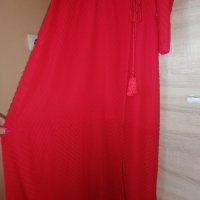 Страхотна дълга червена рокля H&M+подарък червило Max factor , снимка 15 - Рокли - 35453158