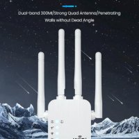 Портативен Бустер Повторител Безжичен Усилвател на Сигнала IoT Wi-Fi Repeater 4х2dBi Антени 300Mbps , снимка 2 - Рутери - 44325866