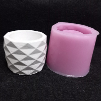 3d геометрични ромбове релеф кашпа ваза цилиндър силиконов молд форма гипс декор, снимка 1 - Форми - 44659872