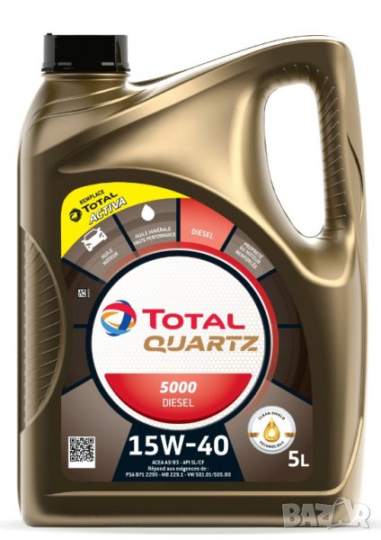 Моторно масло TOTAL QUARTZ 5000 DIESEL 15W40, 5л , снимка 1