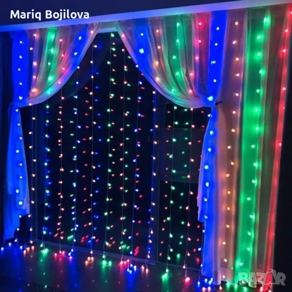Коледна завеса от лампички , снимка 1