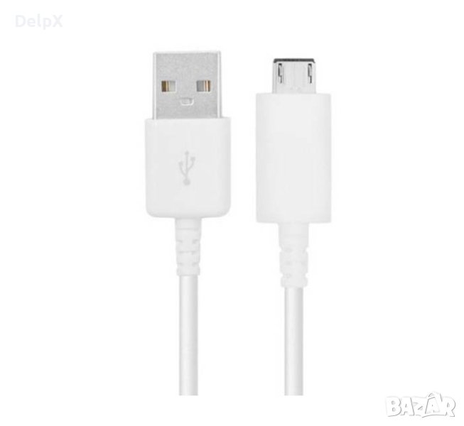 Кабел, бял, USB-А(м), MICRO USB(м), 1m, снимка 1