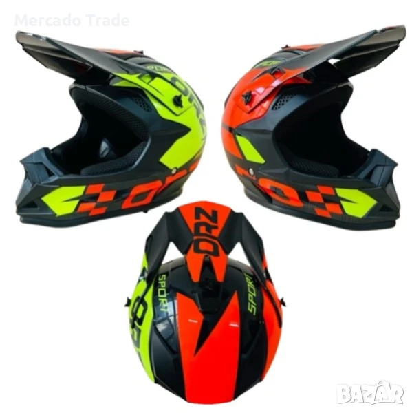 Кросова каска, За мотор, Атв и велосипед, S и M размер, Черен-оранжев, снимка 1