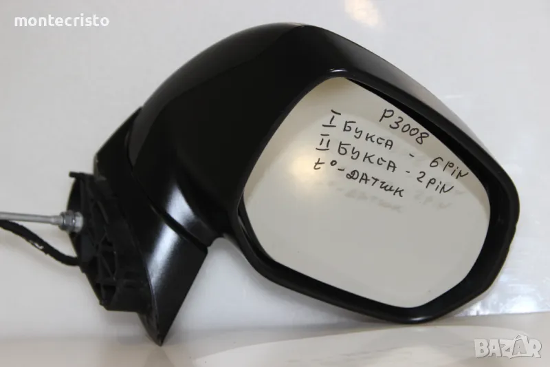 Дясно огледало Peugeot 3008 (2009-2016г.) 8153ZF / 8 пина / температурен датчик, снимка 1