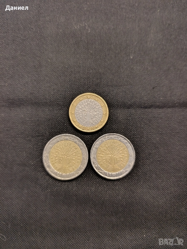 2 Евро 2001/2 Евро 2017/1 Евро 2000 Франция, снимка 1