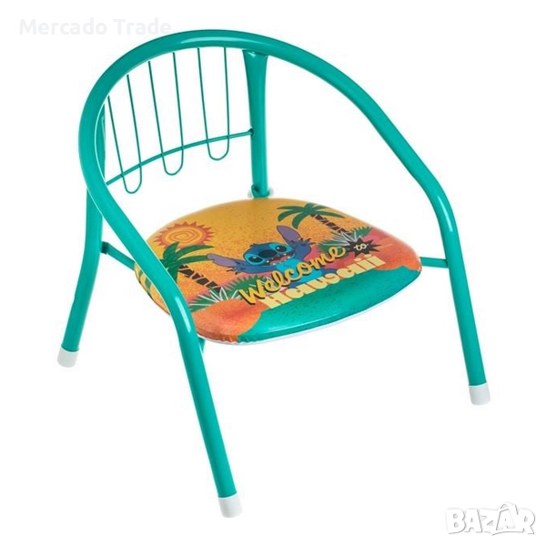 Детско метално столче с дизайн Stitch в цвят мента и оранжево, снимка 1