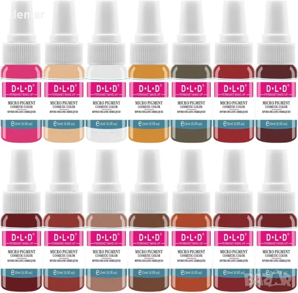 Мастило за татуировки DLD Tattoo Embroidery Lip Color Art, 14 бутилки, снимка 1