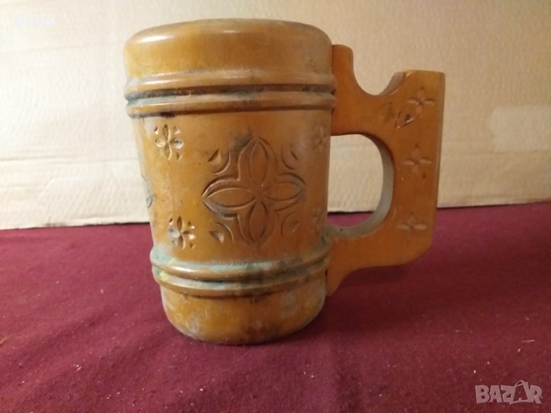 Стара дървена халба за бира, снимка 1