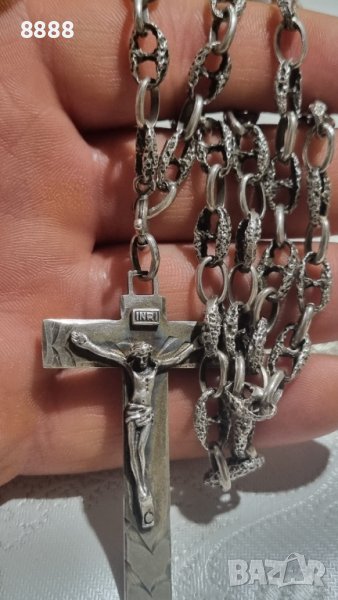 Vintage сребърен синджир с кръст Italy, снимка 1