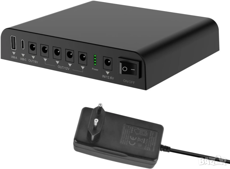 Мини UPS 27000mAh, 12V, 9V, 5V за рутери, видеонаблюдение, фотоапарати , снимка 1