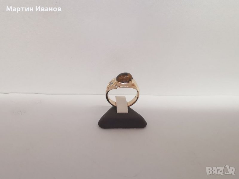 Златен пръстен с тигрово око , снимка 1