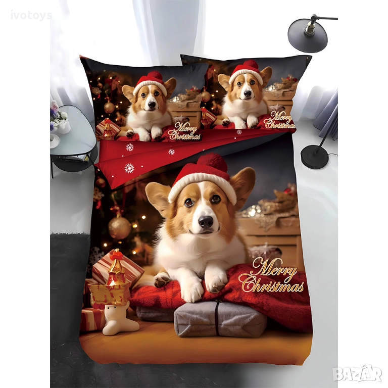 Двулицево коледно спално бельо, размер за приста (Реално изображение), 4 части - WS17372, снимка 1