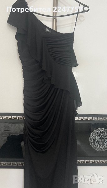 Дълга черна рокля с едно рамо размер S, снимка 1