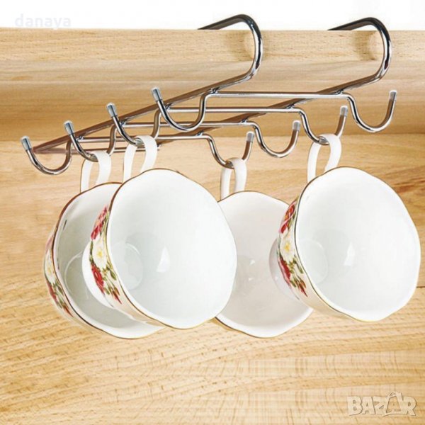 2668 Метална поставка за чаши и прибори с 8 куки за закачане, снимка 1
