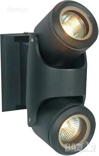 TEKLED Накланяща се черна външна стенна лампа, 2 броя, GU10 крушки (не са включени), снимка 1
