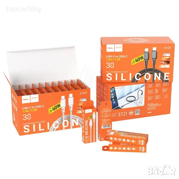 30 броя кабели HOCO cable Type C to Type C Power Delivery 60W, снимка 1