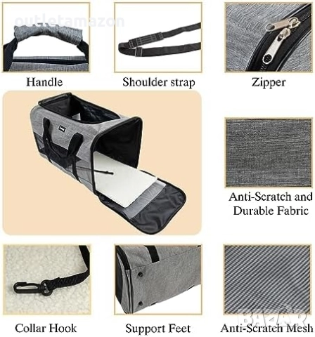 Чанта за транспортиране на котки и кучета Zavothy, дишаща и сгъваема чанта за транспорт , снимка 4 - За котки - 52856073