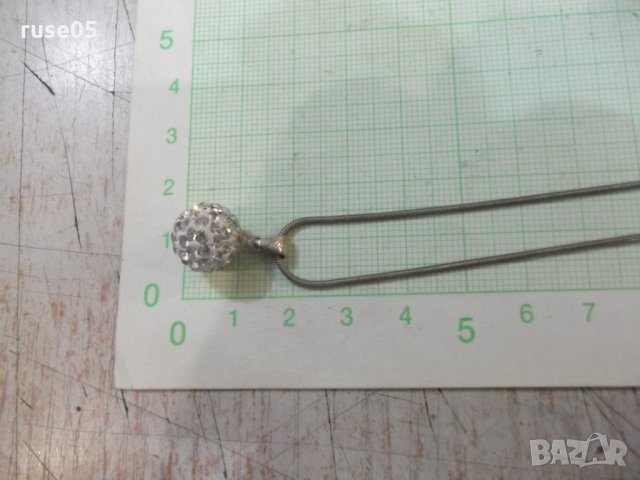 Висулка "Топче" с камъни със синджир сребърни - 7,12 гр., снимка 4 - Бижутерийни комплекти - 30236374