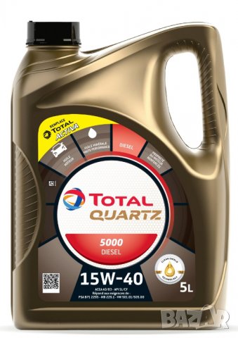 Моторно масло TOTAL QUARTZ 5000 DIESEL 15W40, 5л , снимка 1 - Аксесоари и консумативи - 35237501