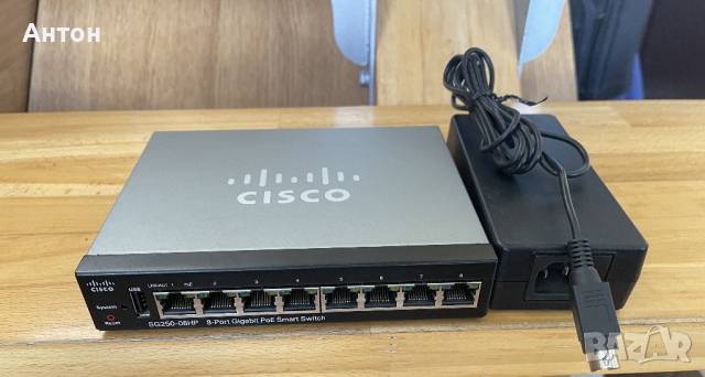 Cisco SG 250-08HP 8-Port Gigabit PoE+ Smart Switch, снимка 1 - Суичове - 44658920