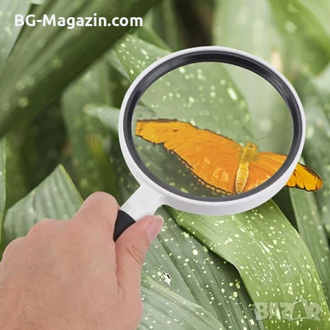 Голяма стъклена увеличителна ръчна лупа с дръжка за четене на книги 3X увеличение голям диаметър , снимка 12 - Други инструменти - 50920282