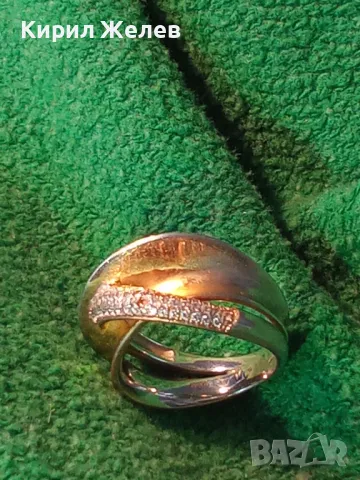 ЕЛЕГАНТЕН АРТ ПОЗЛАТЕН СКЪПОЦЕНЕН СРЕБЪРЕН ПРЪСТЕН СРЕБРО 925 с БЯЛА и ЖЪЛТА ПОЗЛАТА и ЦИРКОНИ 30558, снимка 17 - Пръстени - 49886811