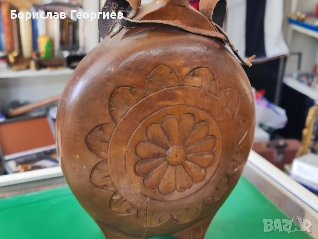 Дървена бъклица, снимка 3 - Антикварни и старинни предмети - 51188306