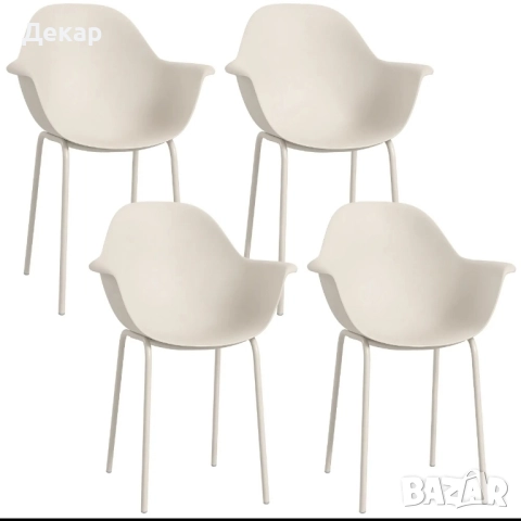 Комплект от 4 стола Outsunny, стомана, сиво, 59x55x84 см, снимка 8 - Столове - 52419233