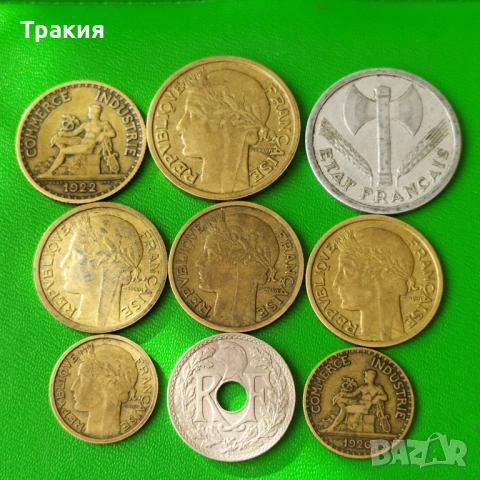 9 стари френски монети, снимка 3 - Нумизматика и бонистика - 54170604