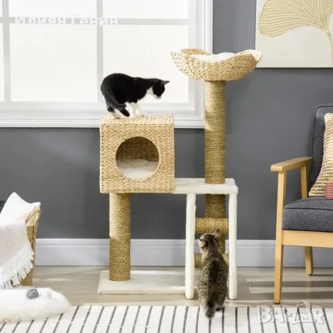Дърво за котки PawHut с къщичка за котки, снимка 2 - За котки - 55894491