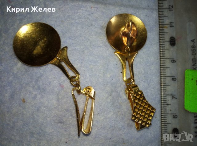 СТАРИ ПОЗЛАТЕНИ РЕТРО КЛИПС ОБЕЦИ от БЛАГОРОДНА СТОМАНА КРИСТАЛ / АМЕТИСТ 38833, снимка 4 - Обеци - 42117521