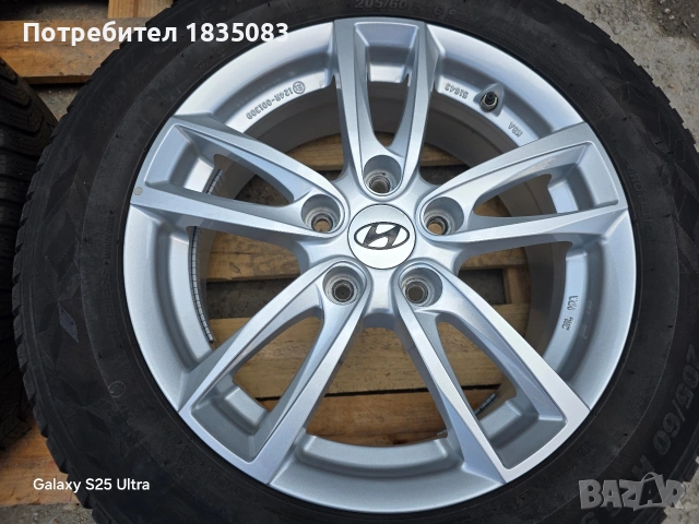 Лети джанти 16ки 5х114.3 Hyundai + зимни гуми 205/60/16 Kumho, снимка 6 - Гуми и джанти - 54013135