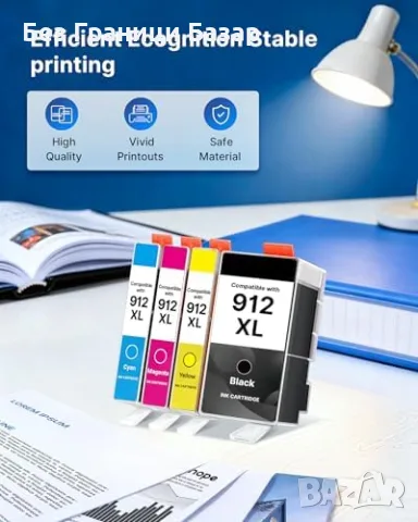 Нови HP 912XL мастилени касети комплект 4 цвята OfficeJet 8012 8022 8025 принтер тонер мастило печат, снимка 4 - Консумативи за принтери - 56219256