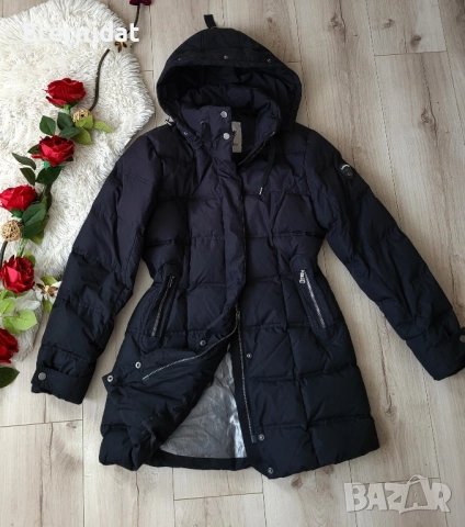 Черно зимно яке с качулка гъши пух VANNICCI , снимка 2 - Якета - 52142618