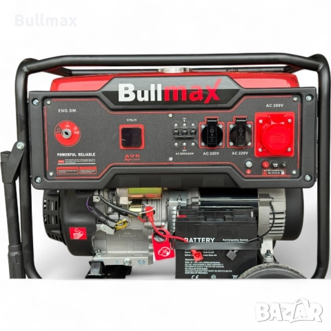  Трифазен бензинов генератор за ток Bullmax 7000B3, 7.0kW, Преносим, 16HP, AVR, 4-тактов
