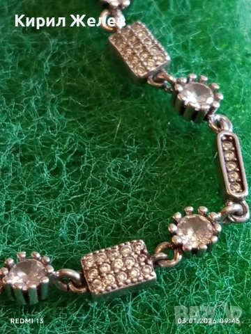 Ефектна сребърна гривна с инкростирана с кристали ЦИРКОН ювелирна изработка 33296, снимка 3 - Гривни - 52960858