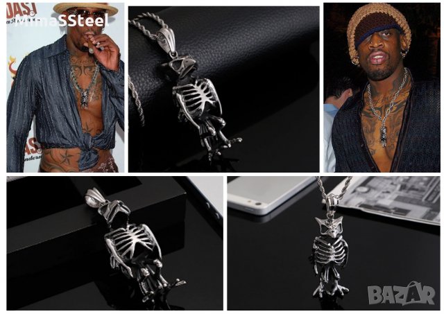 Уникално Колие Owl skeleton стомана S. Steel 316L Ръчна изработка
