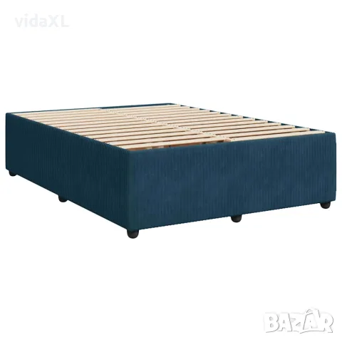 vidaXL Боксспринг легло с матрак, синя, 140x190 см, кадифе, снимка 9 - Спални и легла - 56146916