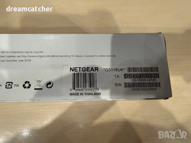 Мрежов суич NETGEAR GS116 Неуправляем / Сив, снимка 2 - Суичове - 54093277