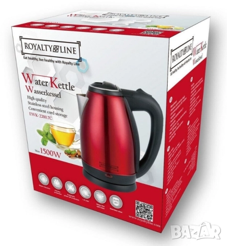 Електрическа кана Royalty Line RL-SSK1.7L, 1500W, 1.7л, Автоматично изключване, Защита от прегряване, снимка 6 - Кани - 51649133