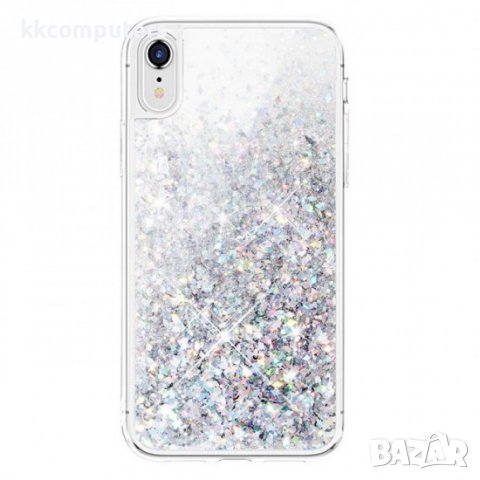 Силиконов кейс MBX Liquid с течност и брокат, За iPhone 11 (6.1), Сребрист, снимка 3 - Калъфи, кейсове - 37814575