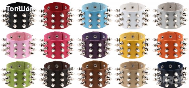 Gothic / Metal Style гривна с шипове 3 реда, снимка 2 - Гривни - 31428549