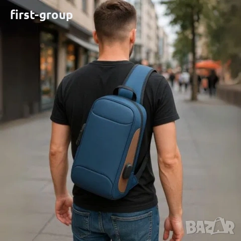  Смарт чанта за през рамо с USB зареждане, водоустойчива, снимка 4 - Раници - 53047728