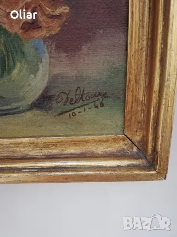 Много стара, майсторска картина. Цветя. Белгия, снимка 4 - Антикварни и старинни предмети - 47947858