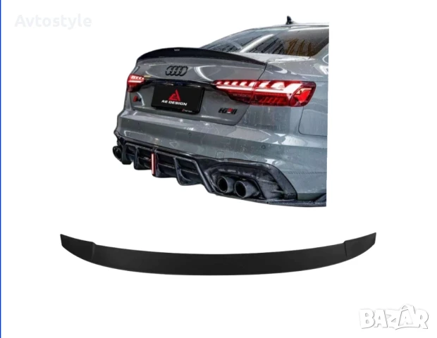 Спойлер тип S design съвместим с Audi A4 B9 седан 2015-2020, черен лак, снимка 1